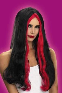 Disguise Newest Products Red Stripe Witch/Vampiress Wig 1 Disguise Newest Products Red Stripe Witch/Vampiress Wig