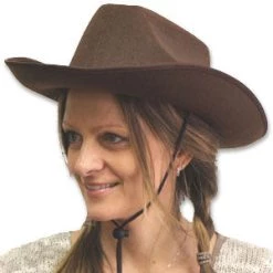 Vendor-unknown Brown Cowboy Hat W/Chin Strap Newest Products