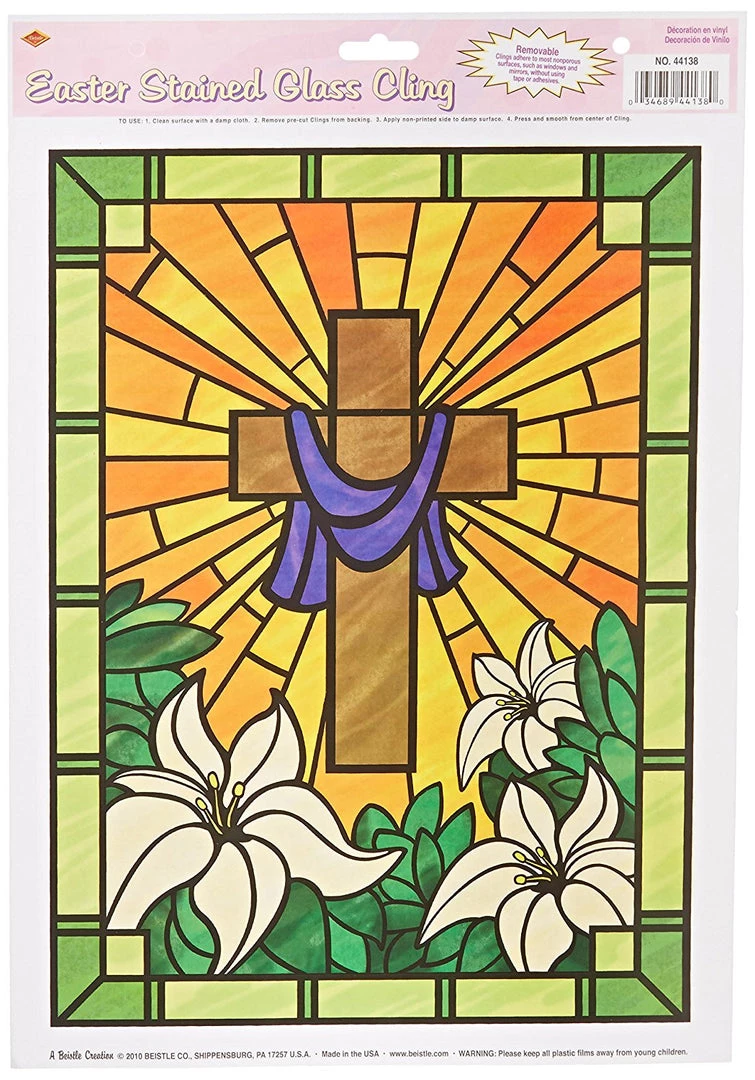 Theatre House Easter- Stained Glass Window Cling 1 Theatre House Easter- Stained Glass Window Cling