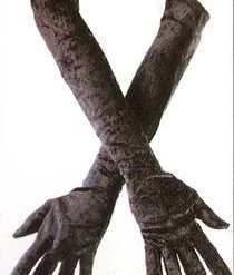 Fun World Long Velvet Gloves - Black