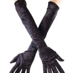 Fun World Long Velvet Gloves - Black