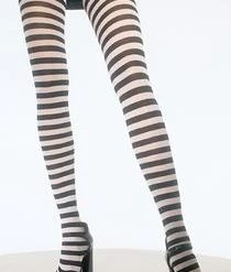 Leg Avenue Newest Products Plus Black/White Nylon Stripped Tights