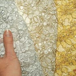 Vendor-unknown Flowers On Beaded Lace *DS* Newest Products