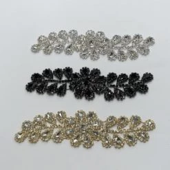 Fine Fabric Sales Curving Flower And Teardrop Rhinestone Applique