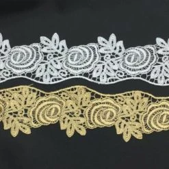 Fine Fabric Sales Newest Products Lace Guipure Scallop Trim With Metallic Thread
