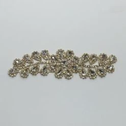 Fine Fabric Sales Curving Flower And Teardrop Rhinestone Applique