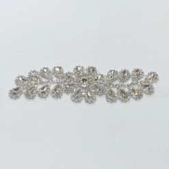 Fine Fabric Sales Curving Flower And Teardrop Rhinestone Applique