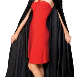 Disguise Long Black Crushed Velvet Cape