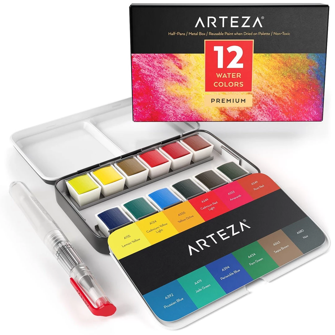 Theatre House Newest Products Arteza Watercolor Premium Artist Paint, Half Pans - Set Of 12 1 Theatre House Newest Products Arteza Watercolor Premium Artist Paint, Half Pans - Set Of 12